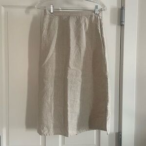 Elegant Beige Women's Skirt 100% linen size 10p